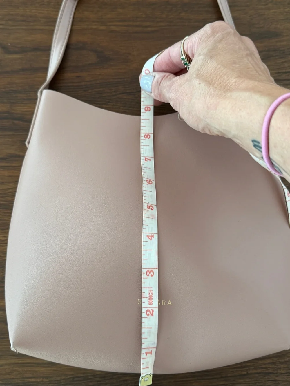 SAMARA Minimalist Vegan Leather Shoulder Bag in Blush Pink